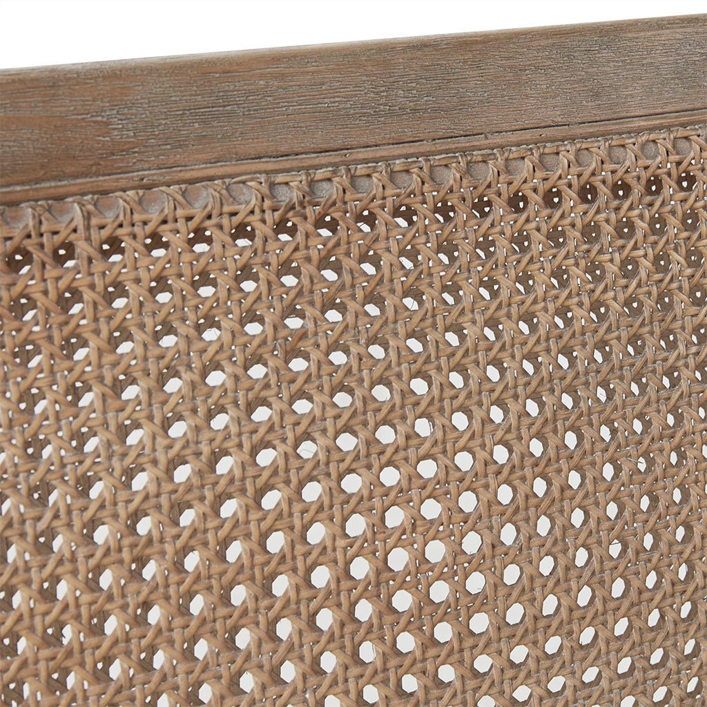 Upholstered Settee with Topped Pillow Arms and Rattan Inset Back - Benches