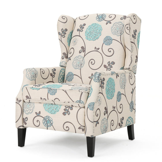 Upholstered Sofa Chair with Floral Pattern and Nail Head Trim - Accent Chairs