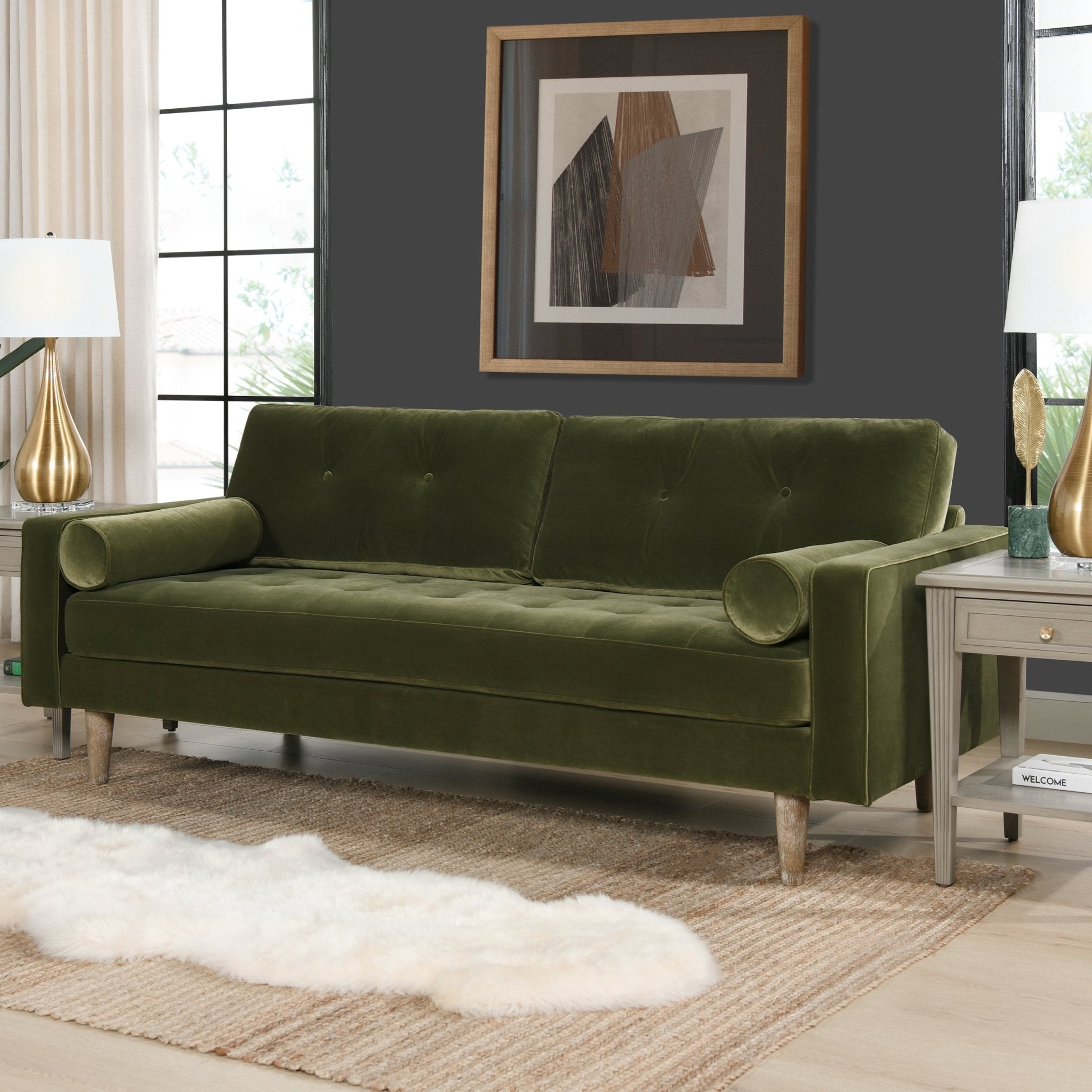Upholstered Sofa with 2 Removable Cushions - Sofas