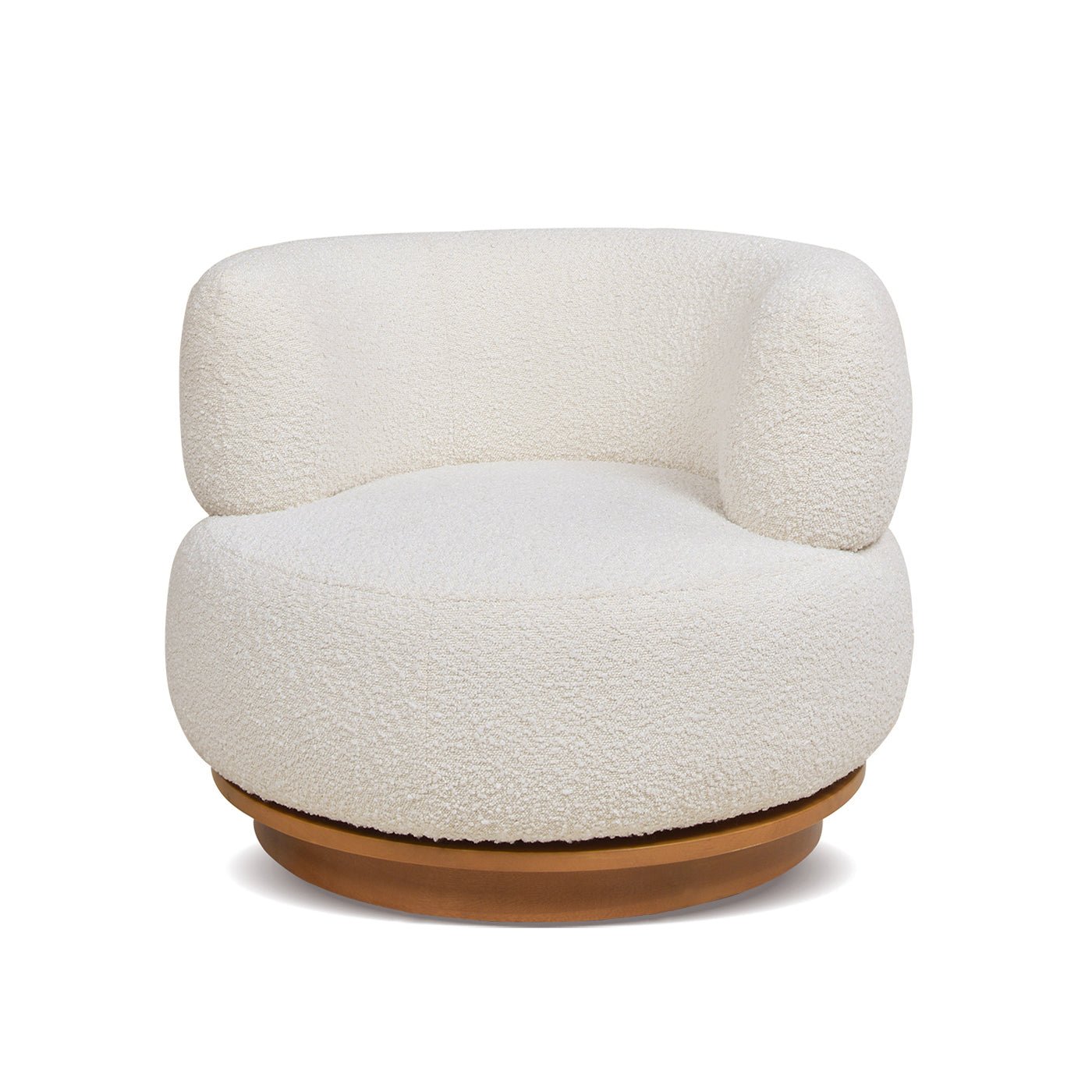 Upholstered Swivel Barrel Chair with Low Back and Wood Base - Accent Chairs