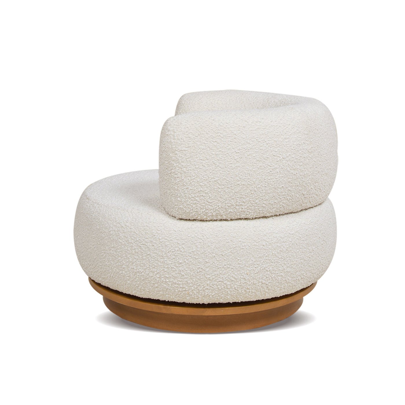 Upholstered Swivel Barrel Chair with Low Back and Wood Base - Accent Chairs