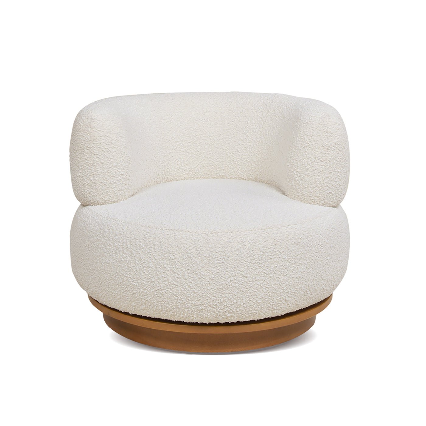 Upholstered Swivel Barrel Chair with Low Back and Wood Base - Accent Chairs