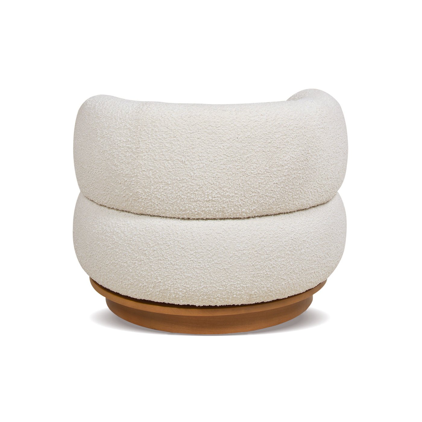 Upholstered Swivel Barrel Chair with Low Back and Wood Base - Accent Chairs