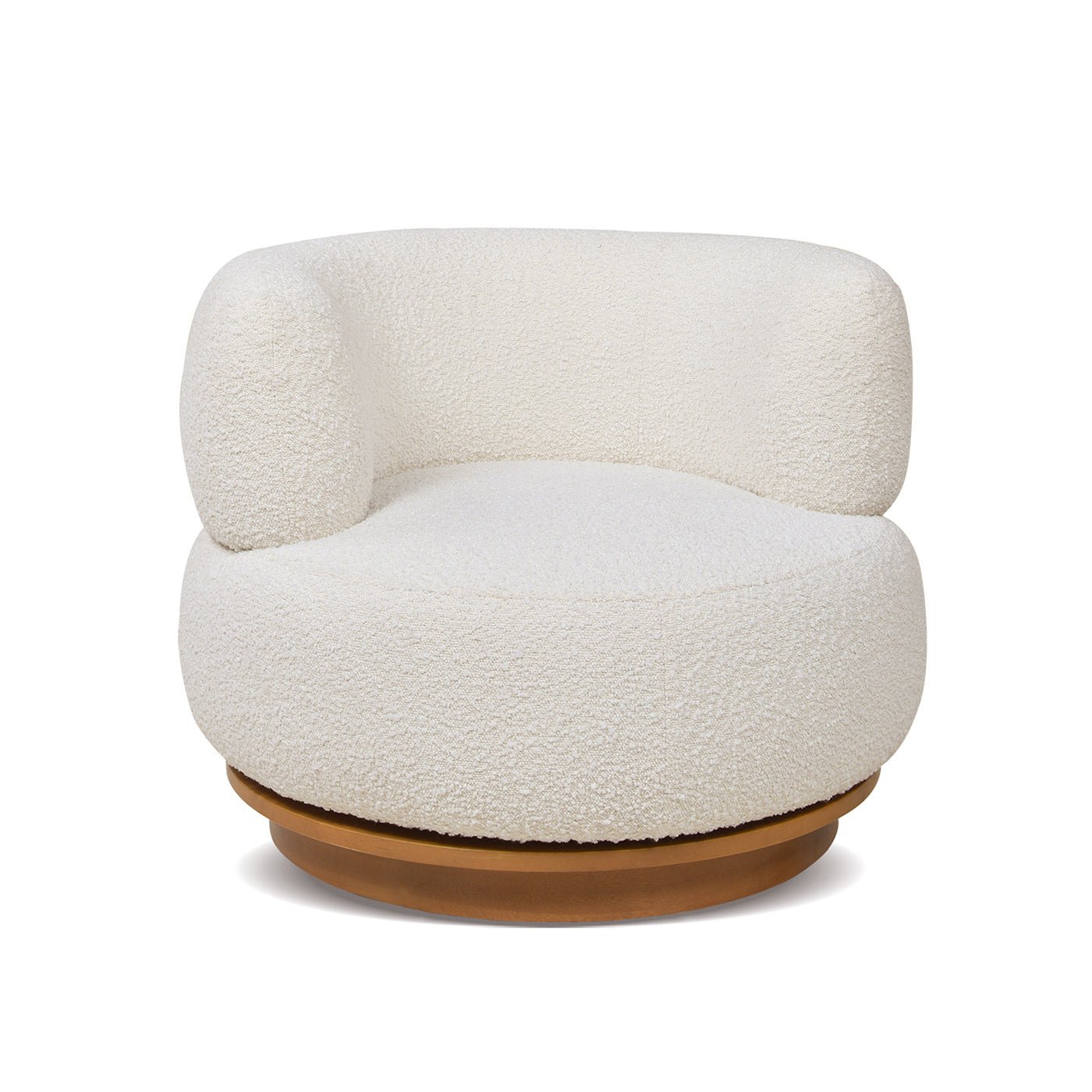 Upholstered Swivel Barrel Chair with Low Back and Wood Base - Accent Chairs