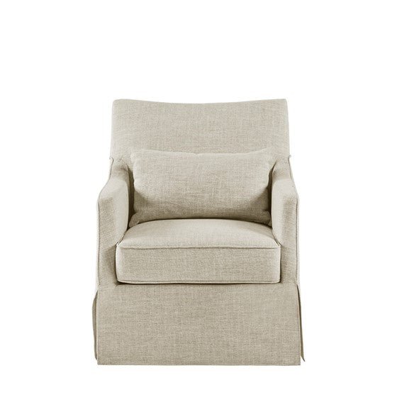 Upholstered Swivel Chair with Metal Base and Recessed Arms - Accent Chairs