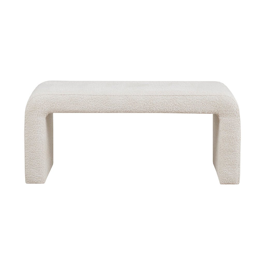 Upholstered Textured Boucle Fabric Waterfall Bench - Benches