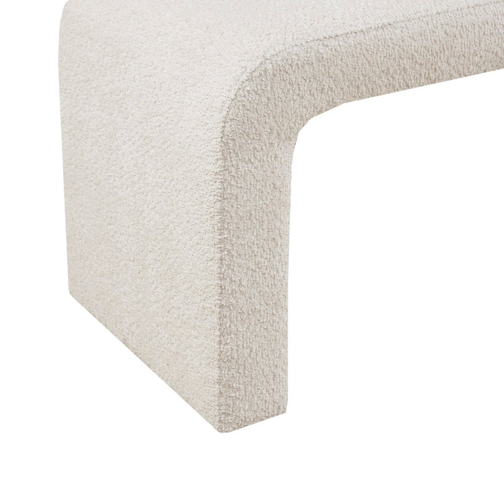 Upholstered Textured Boucle Fabric Waterfall Bench - Benches