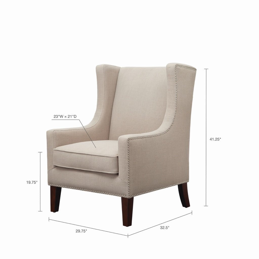 Upholstered Wingback Chair with Nailhead Trim and Removable Cushion - Accent Chairs