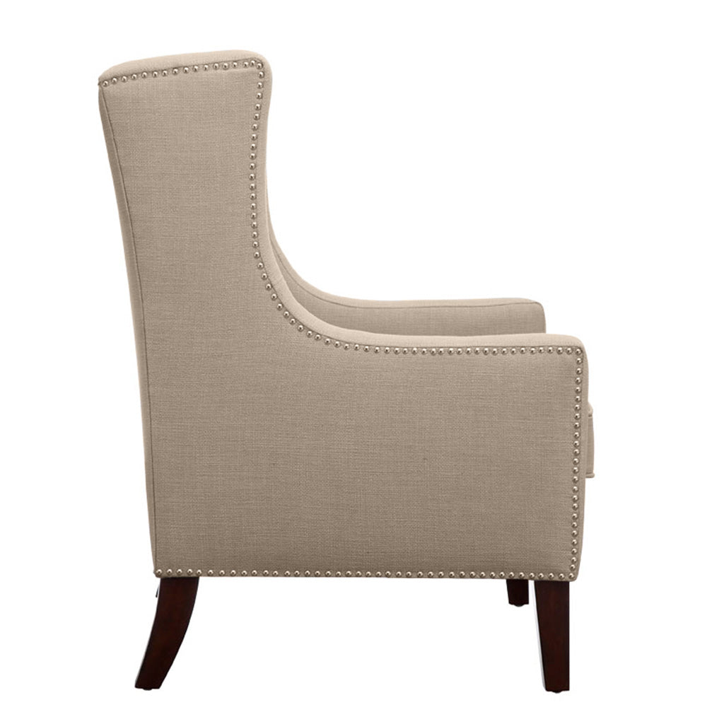 Upholstered Wingback Chair with Nailhead Trim and Removable Cushion - Accent Chairs