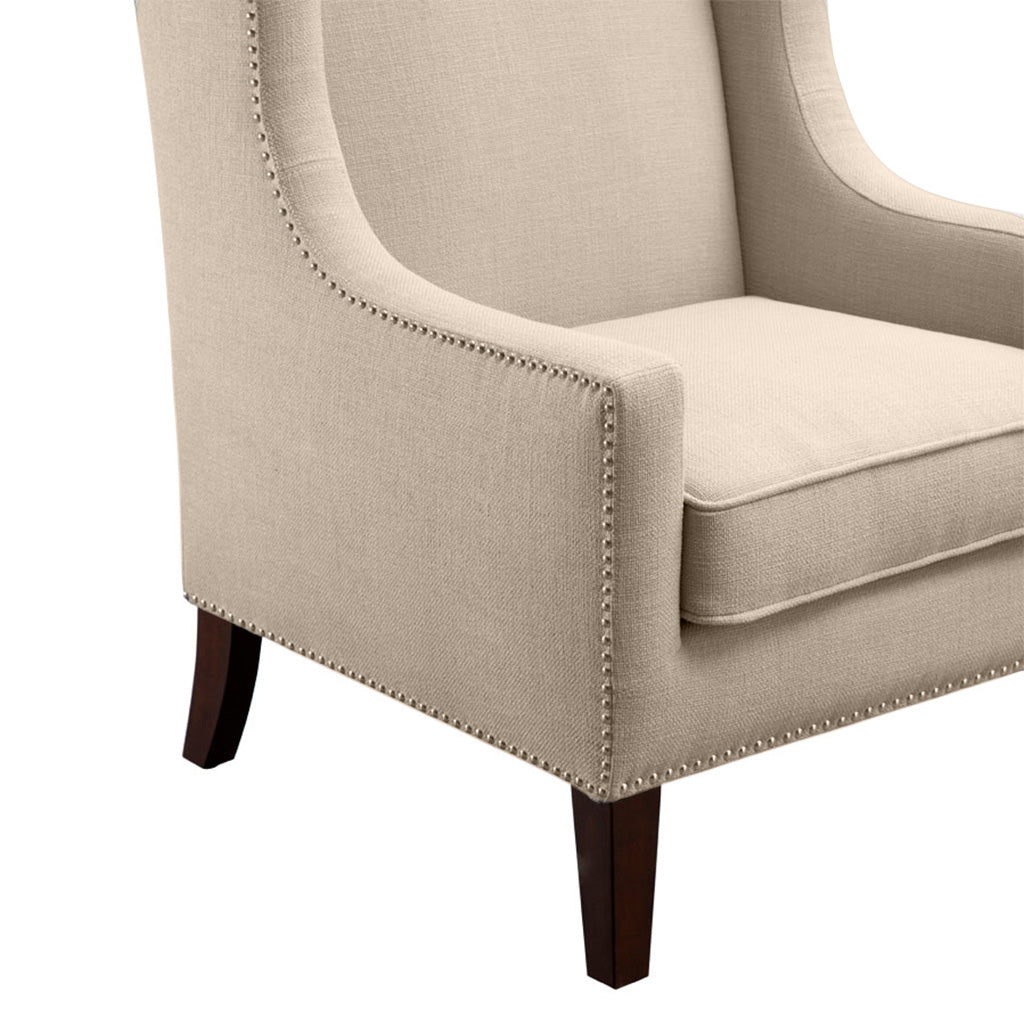 Upholstered Wingback Chair with Nailhead Trim and Removable Cushion - Accent Chairs