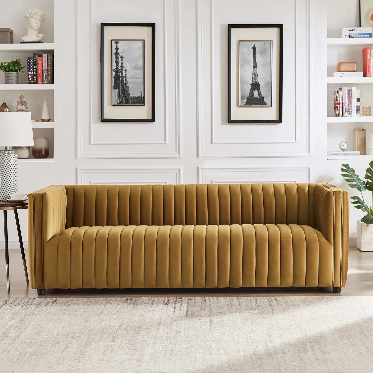 Uplift Channel Tufted Velvet Sofa - Sofas