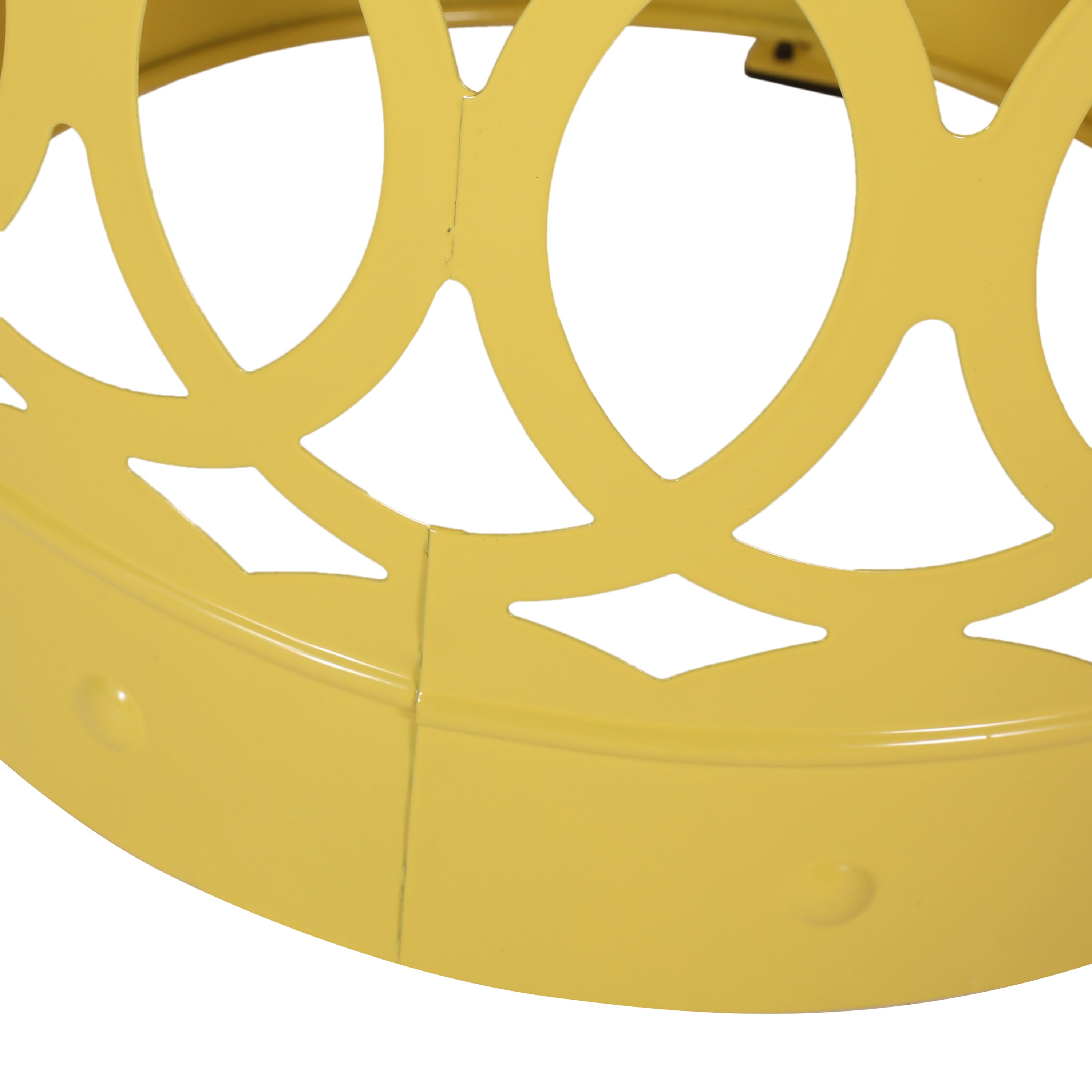 Symmetry Yellow Outdoor Cylindrical End Table with Overlapping Circle Pattern