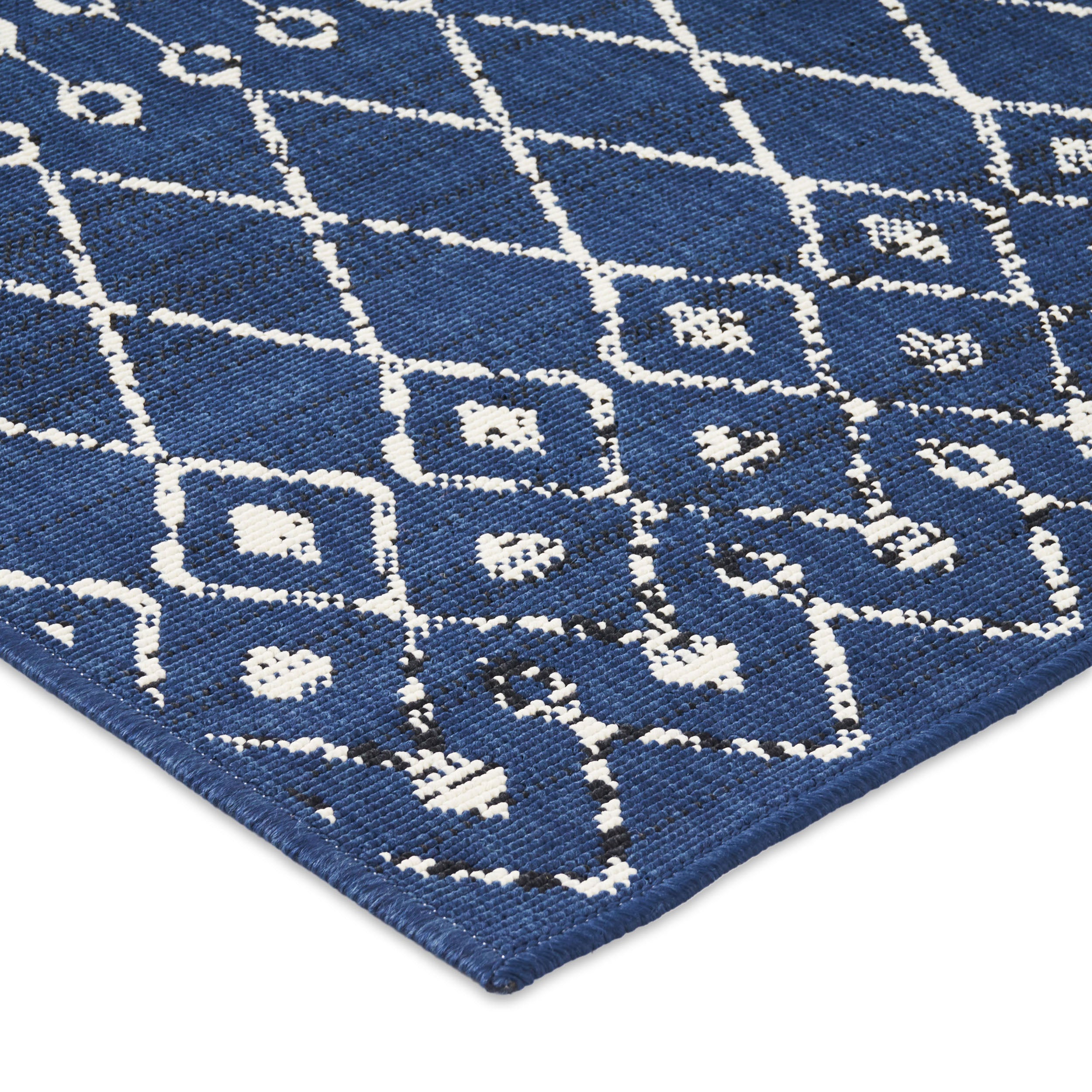 Calamity Navy Boho 63" x 84" Polypropylene Outdoor Area Rug