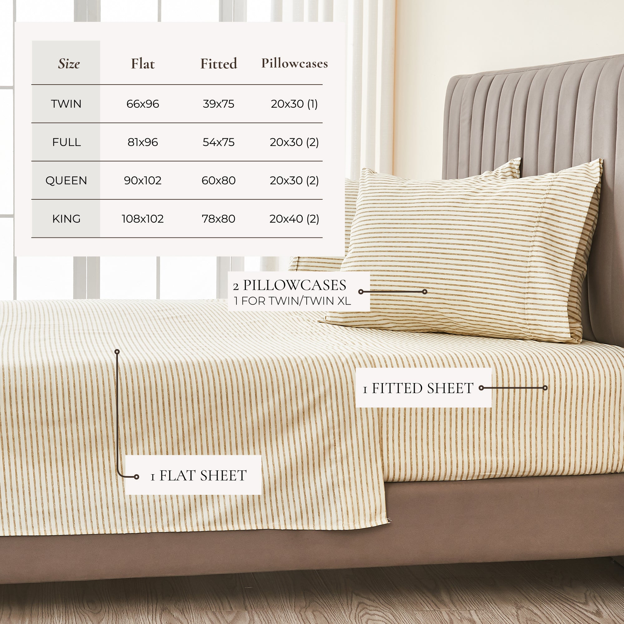 Stripe Printed Microfiber Sheet Set