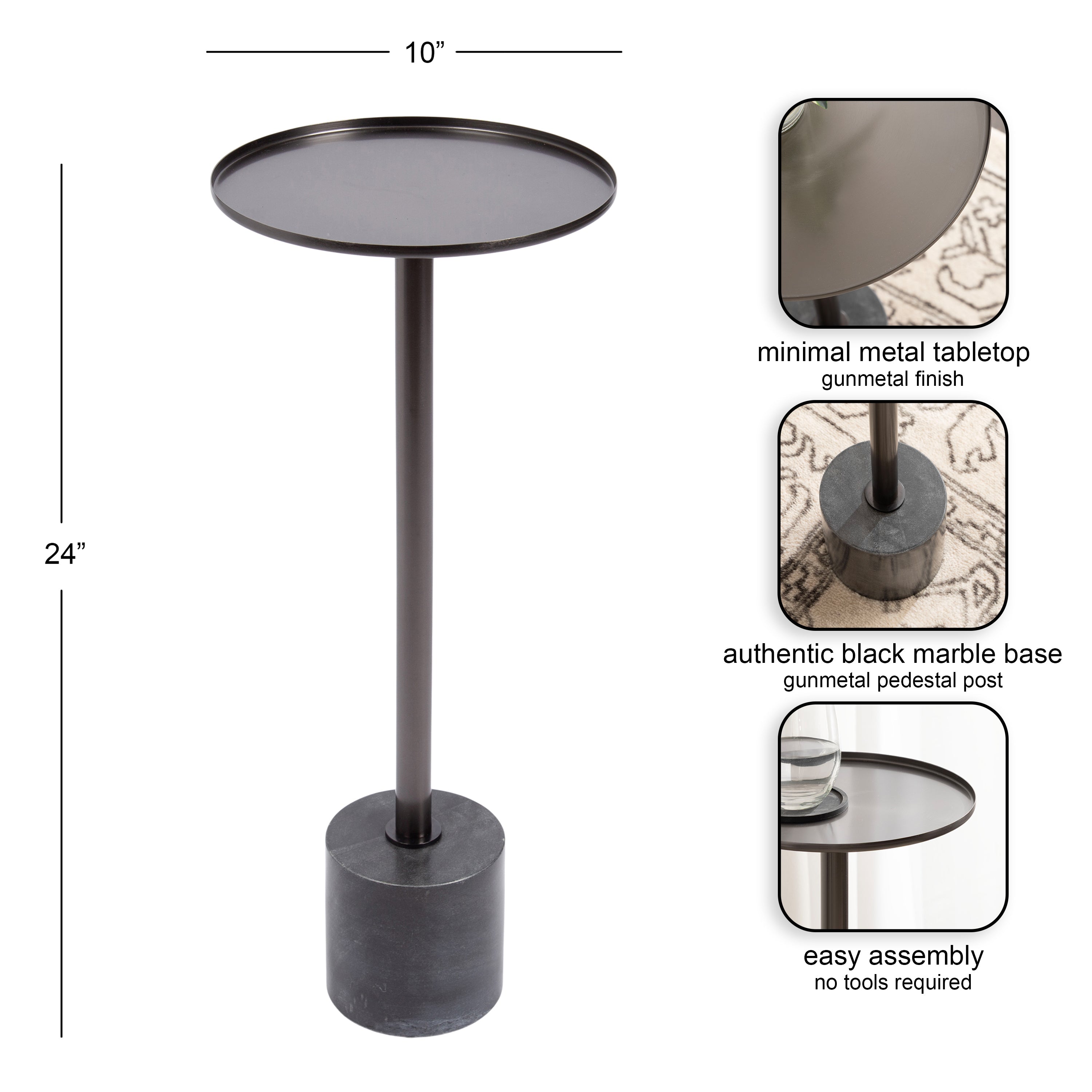 Vanora Metal and Marble Drink Table