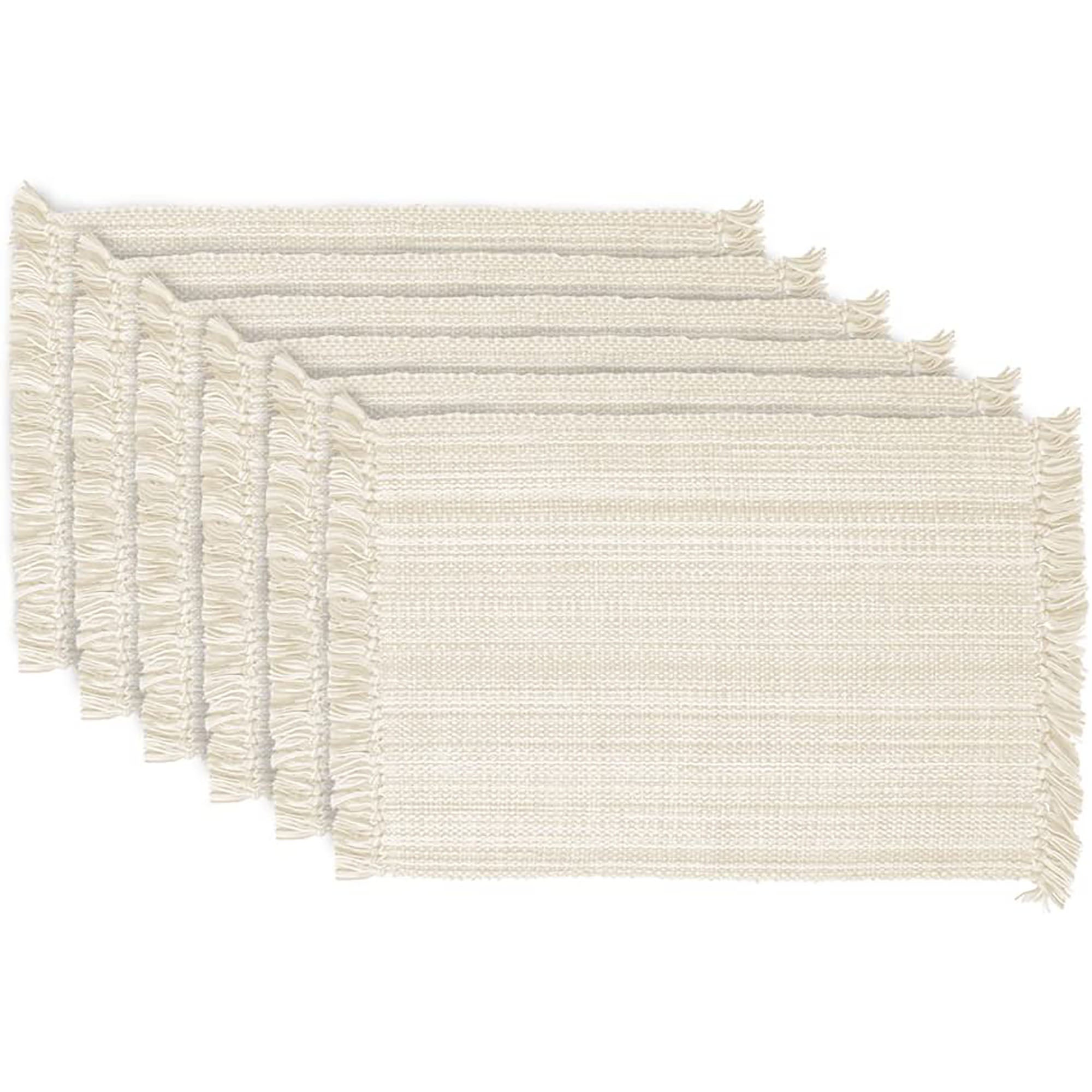 Variegated Fringe 13X19" Nautical Blue Cotton Placemat Set Of 6 - Placemats