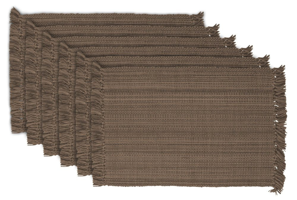 Variegated Fringe 13X19" Nautical Blue Cotton Placemat Set Of 6 - Placemats
