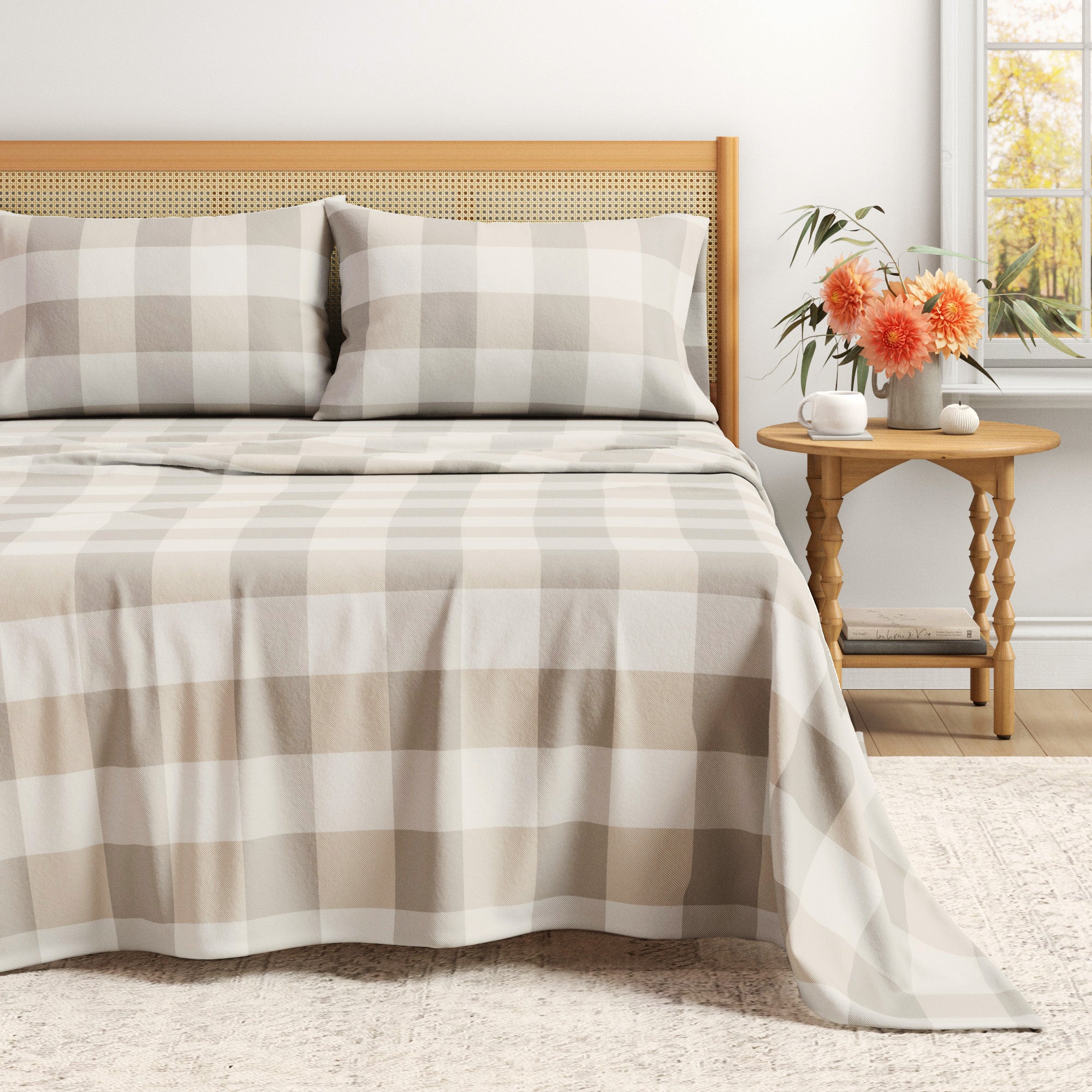 100% Turkish Cotton Plaid Flannel Sheet Sets