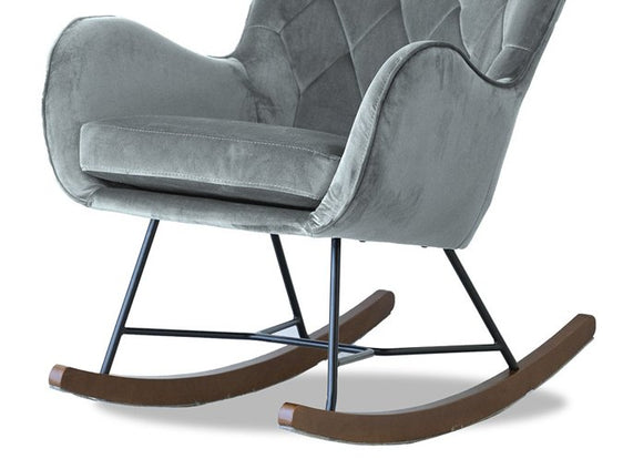 Velvet Rocking Chair with Cushion - Rocker