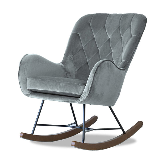 Velvet Rocking Chair with Cushion - Rocker