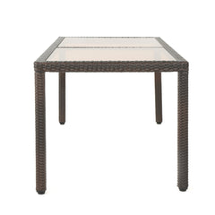 Velveteen Outdoor Dining Table with Rattan Cover and Darkened Glass Top Table - Outdoor Tables