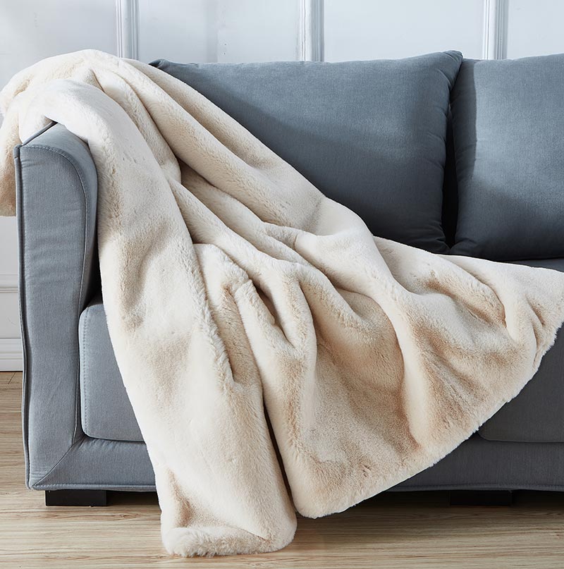 Velza Luxury Chinchilla Faux Fur Throw Blanket, 50" x 60" - Throws