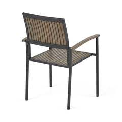Vermilion Outdoor Dining Chair with Vertical Slat and Wooden Arm, Set of 2 - Outdoor Patio Chair