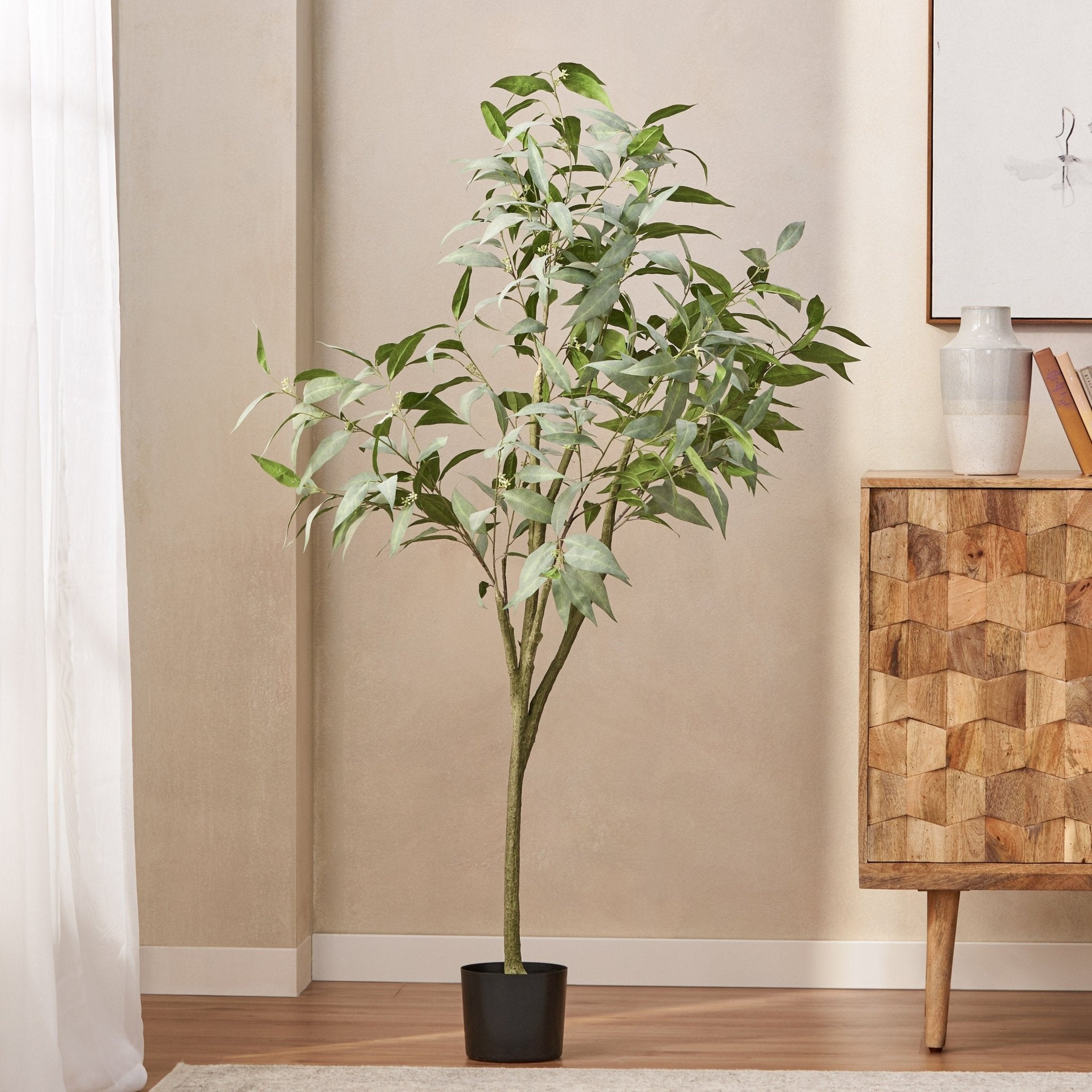 Versatile Artificial Eucalyptus Leaves Bonsai - Potted Plants