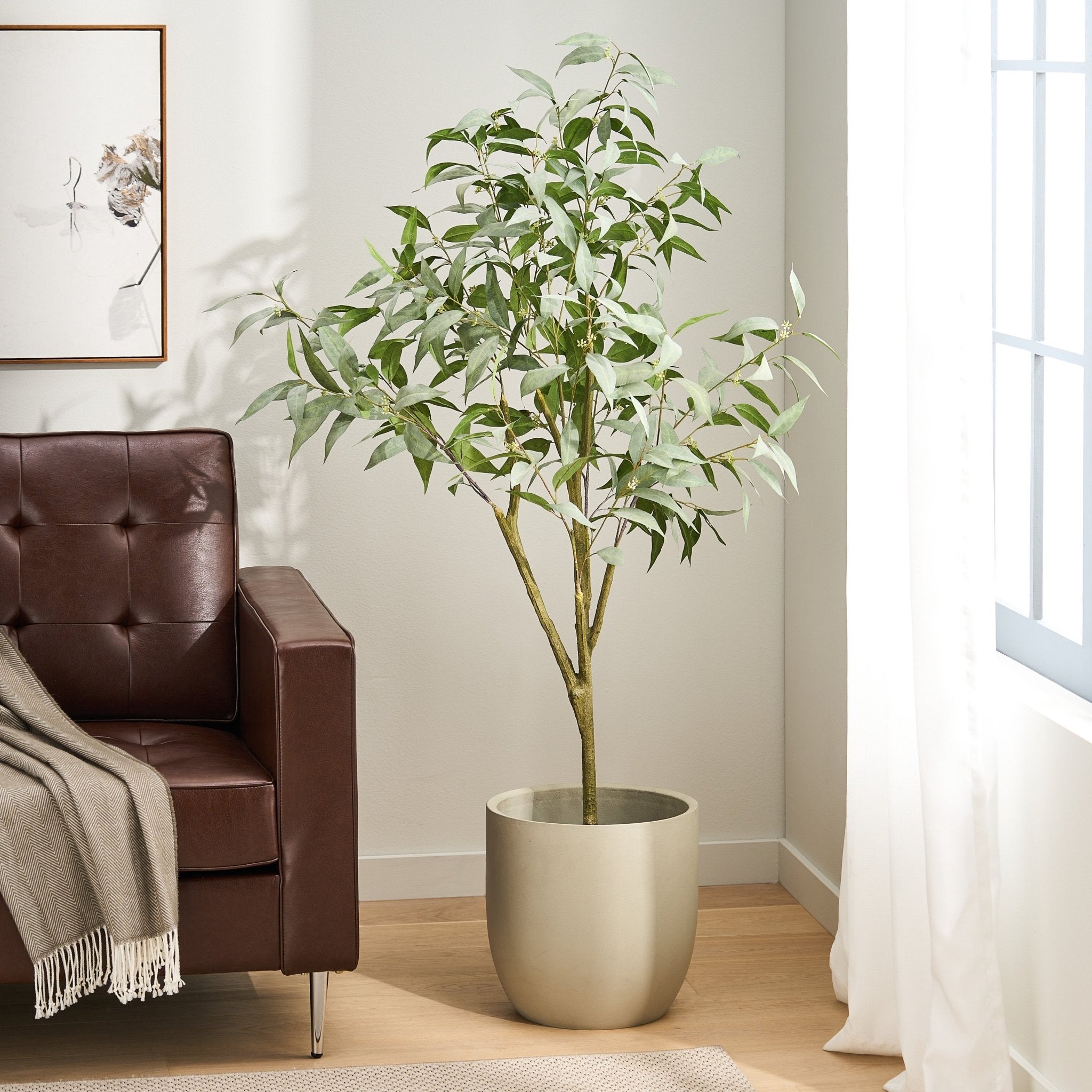 Versatile Artificial Eucalyptus Leaves Bonsai - Potted Plants