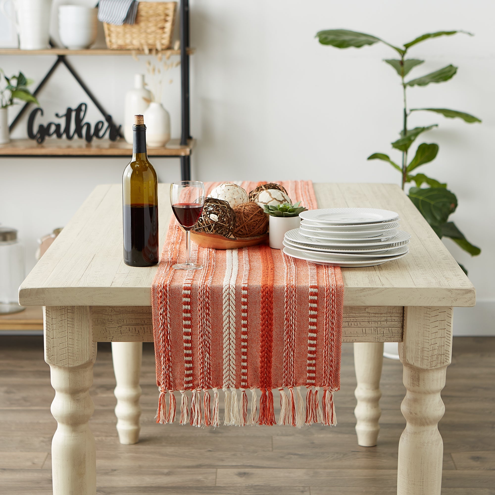 Vintage Red Braided Stripe Table Runner 15X72 - Table Runners