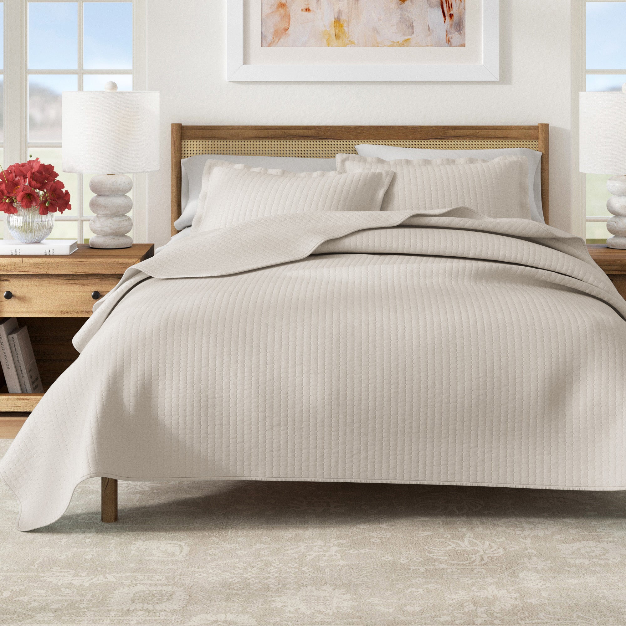 Stitched Quilt Set with Shams
