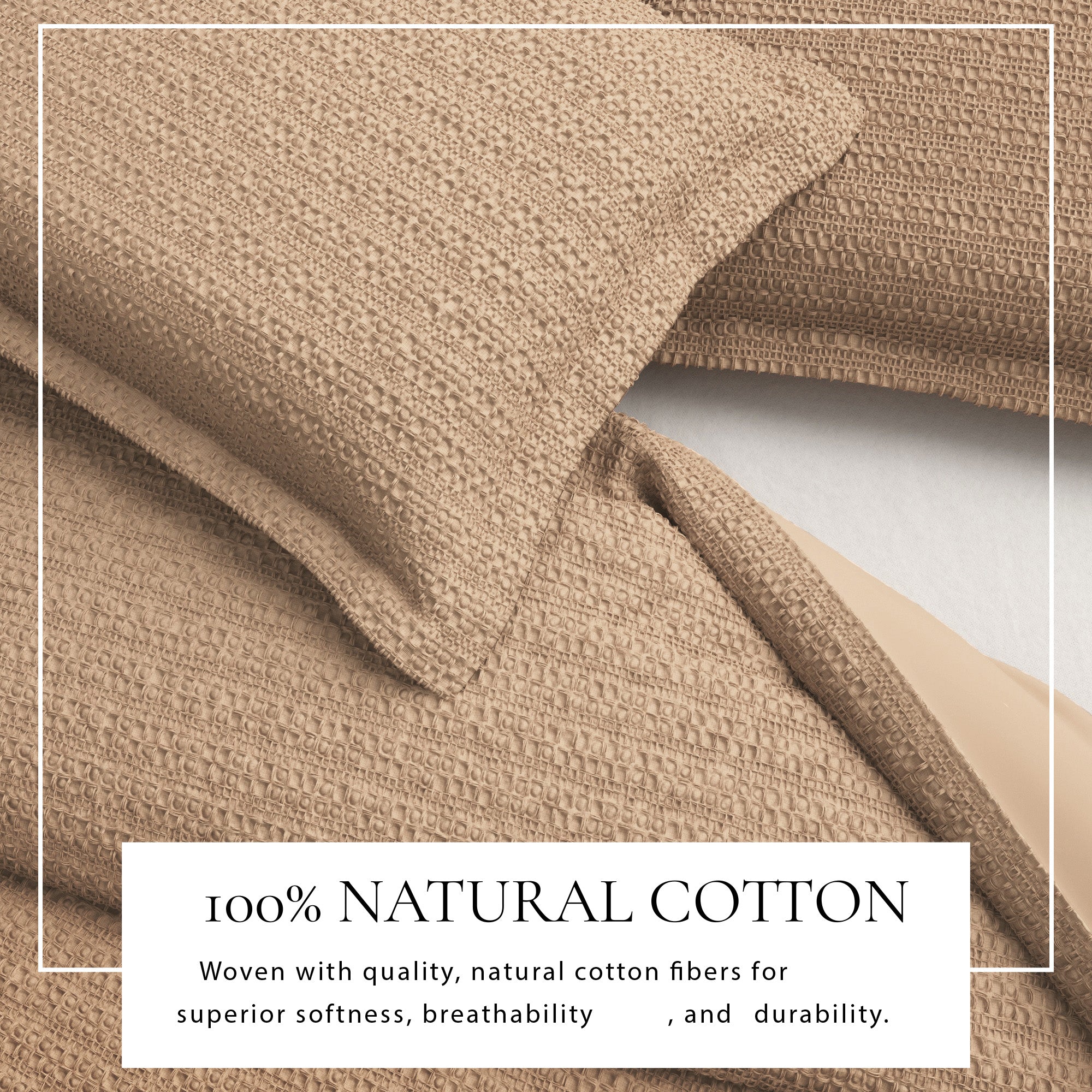 100% Cotton Honeycomb Waffle Textured Duvet Cover with Pillow Shams