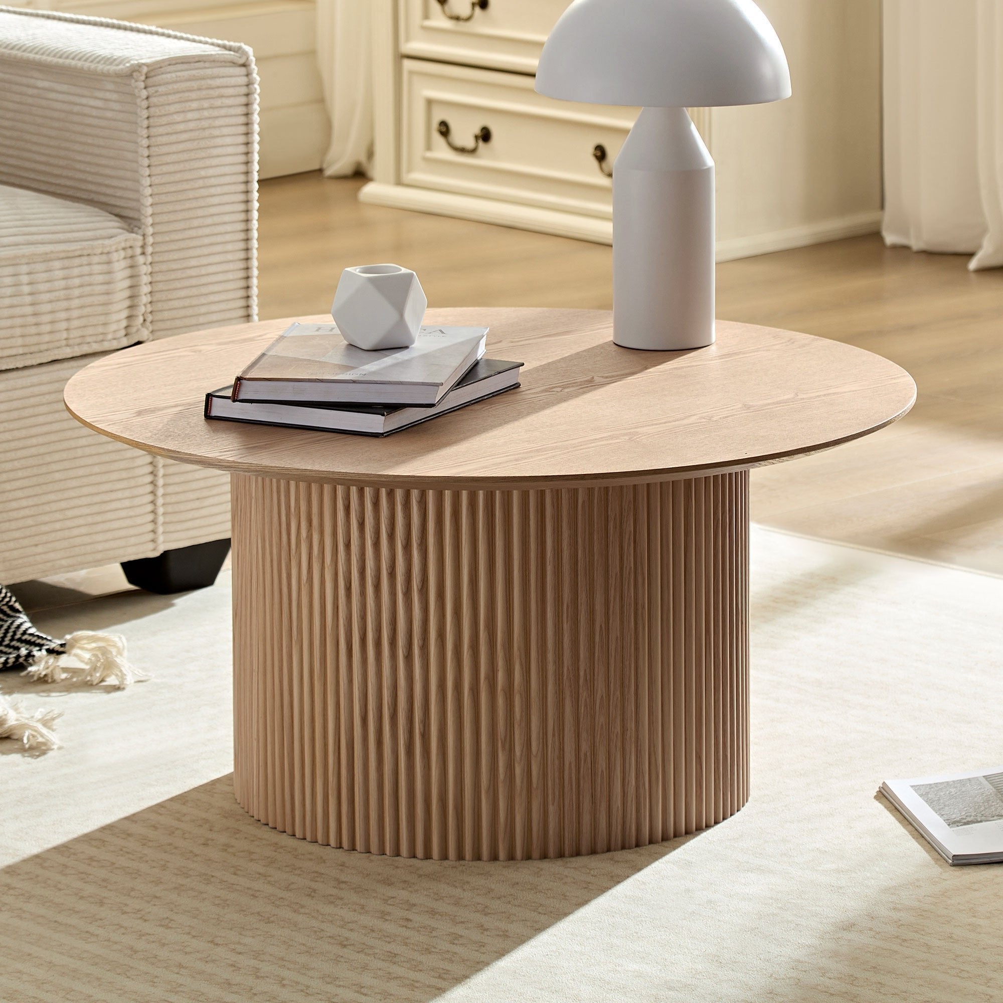 Volet 31.49" Round Coffee Table with Wave Pattern Base - Coffee Tables