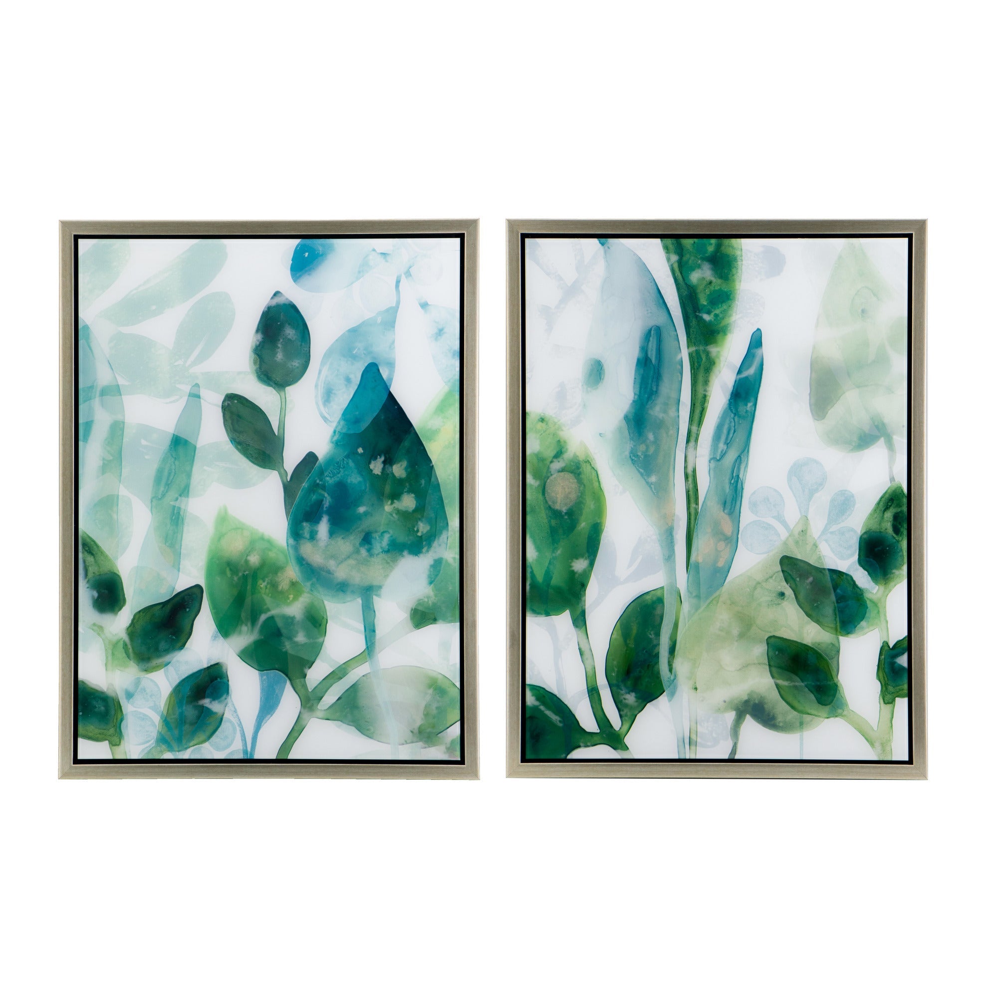 Wall Art with Watercolor Leaf Acrylic Prints, Set of 2 - Framed Wall Art