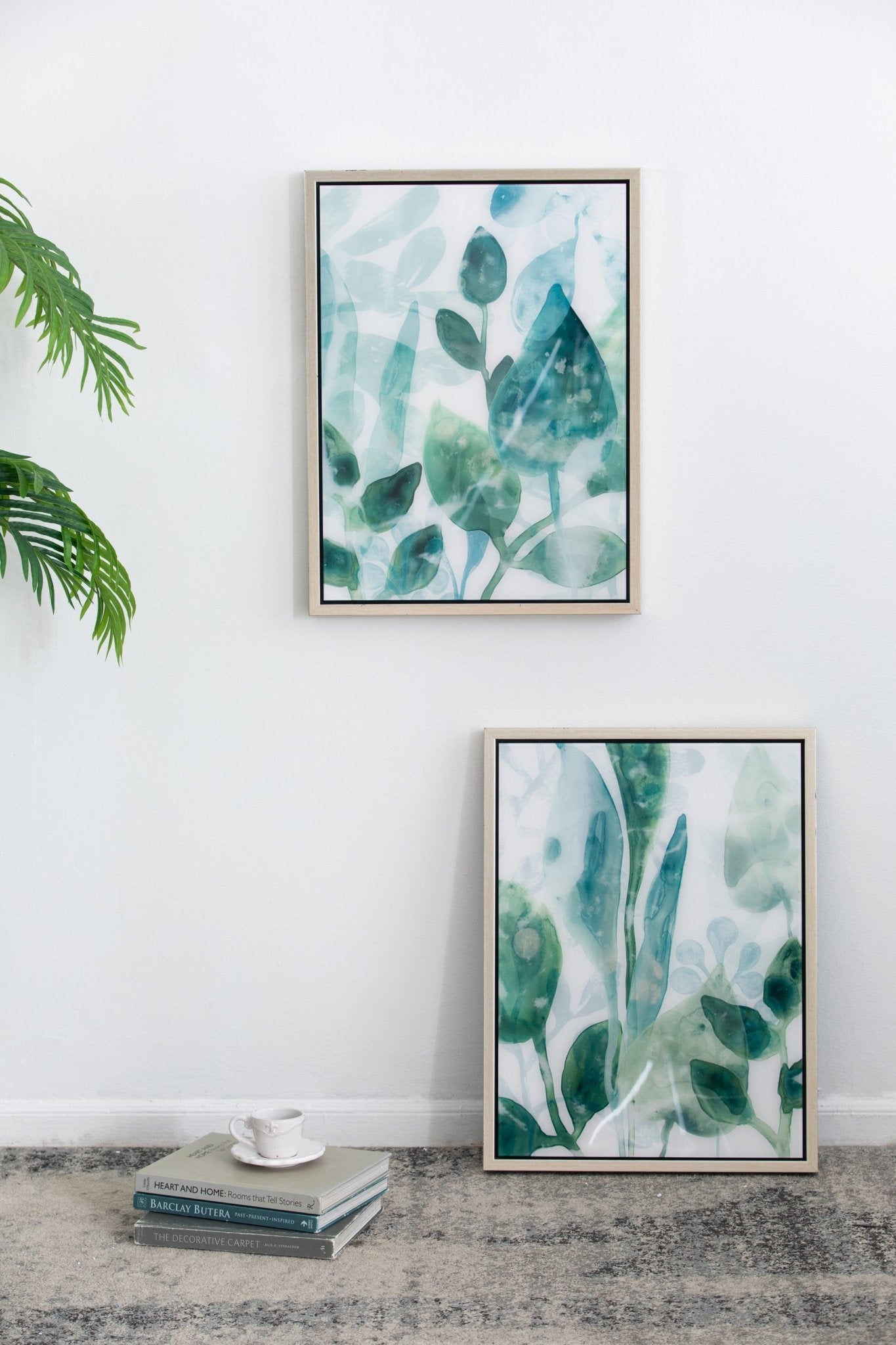 Wall Art with Watercolor Leaf Acrylic Prints, Set of 2 - Framed Wall Art