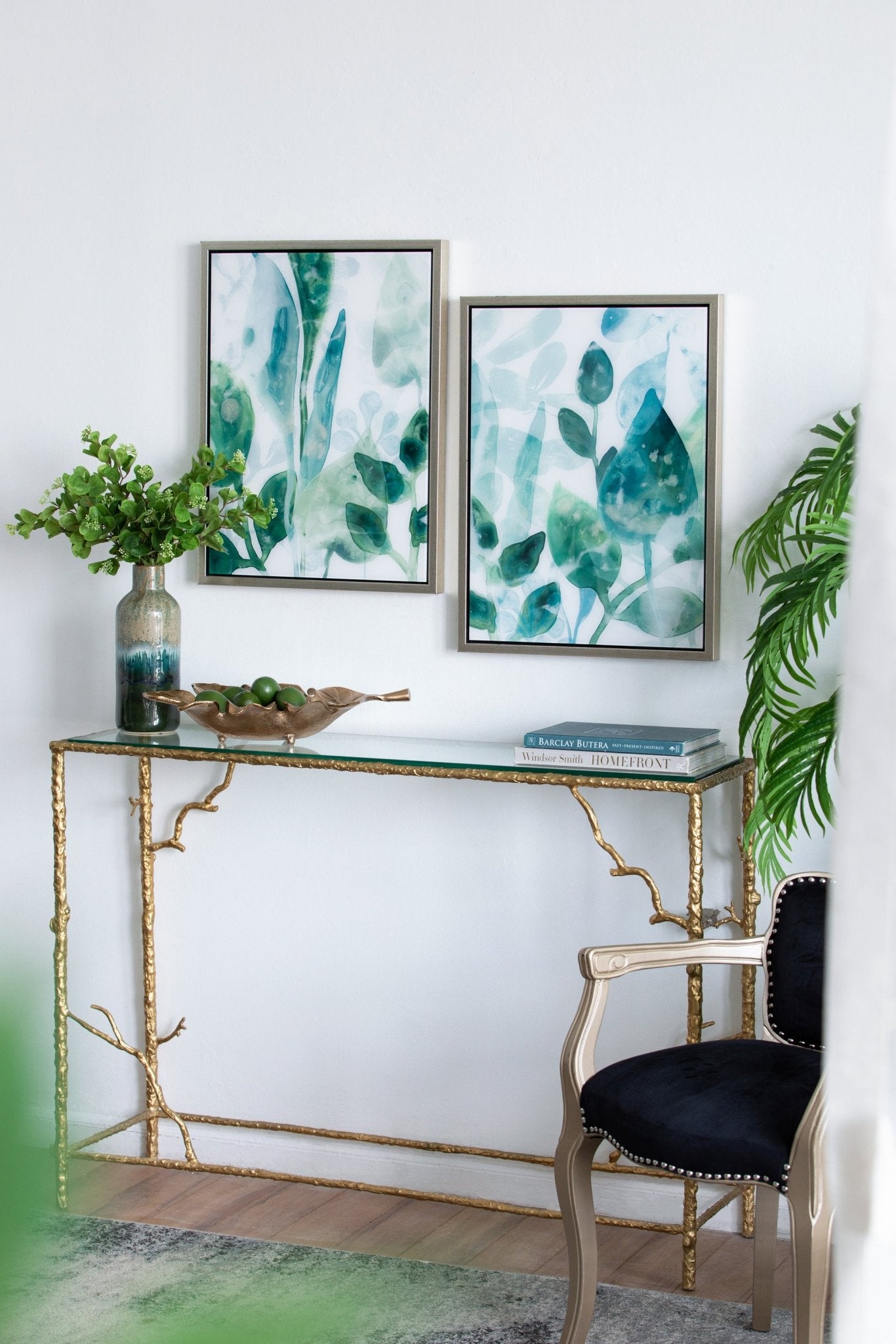 Wall Art with Watercolor Leaf Acrylic Prints, Set of 2 - Framed Wall Art