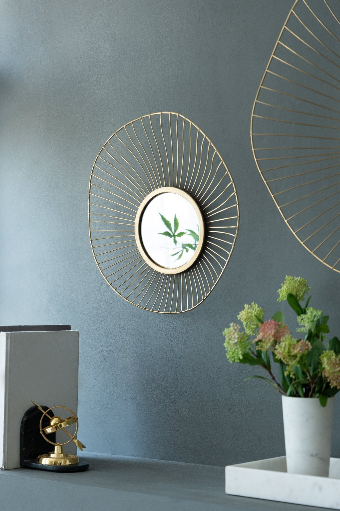 Wall Mirror with Iron Frame and Abstract Design, Set of 3 - Mirrors
