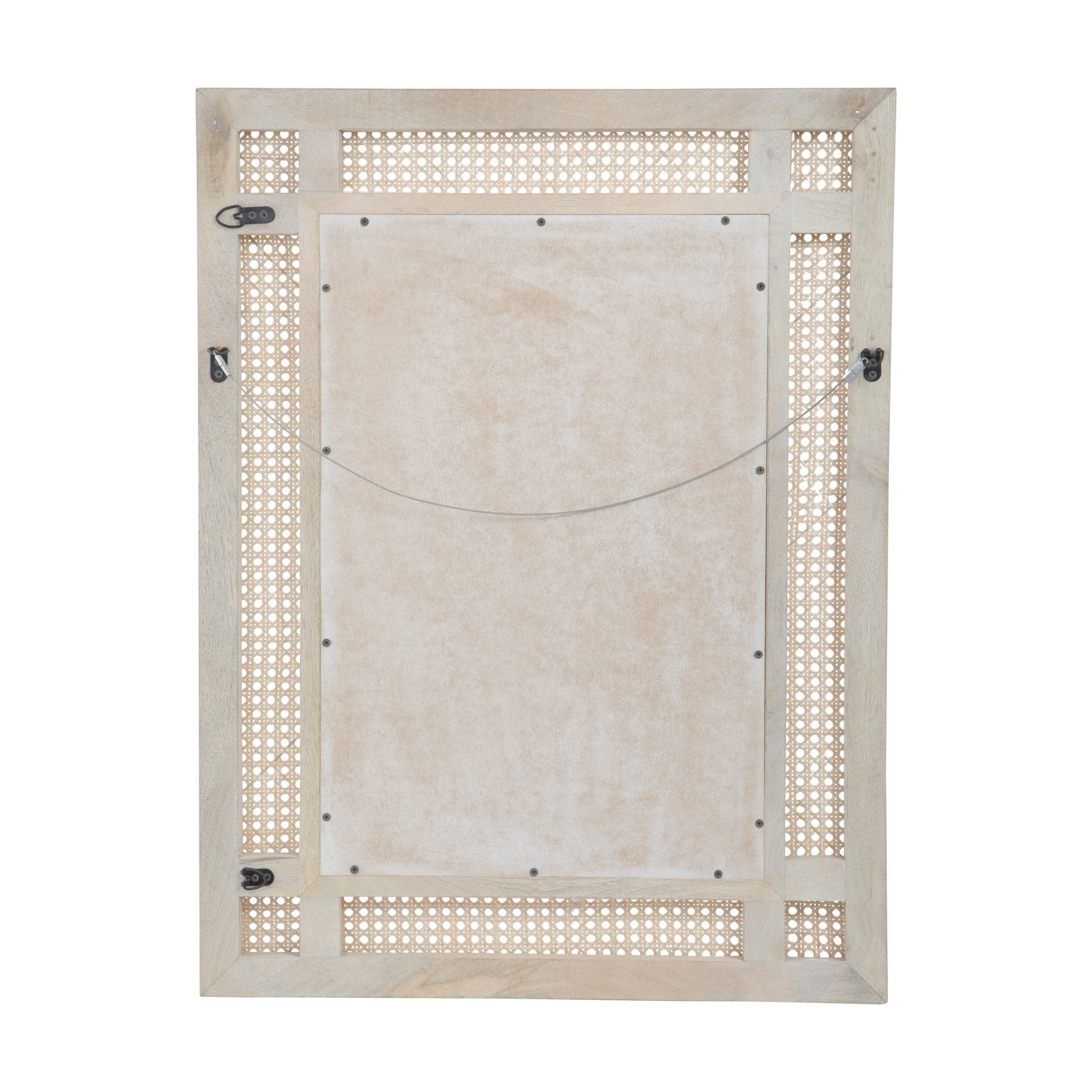 Wall Mirror with Mango Wood Frame and Wicker Border - Mirrors