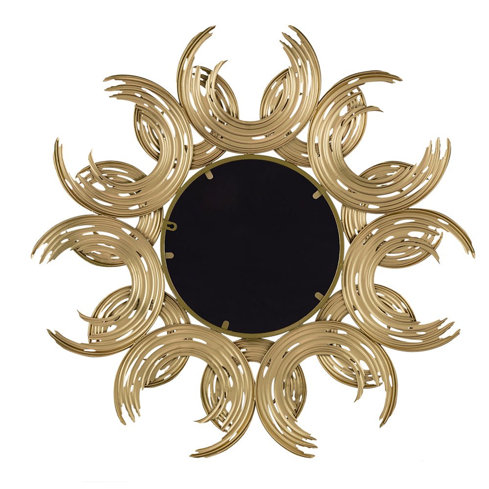 Wall Mirror with Sunburst Design and Metal Frame - Mirrors
