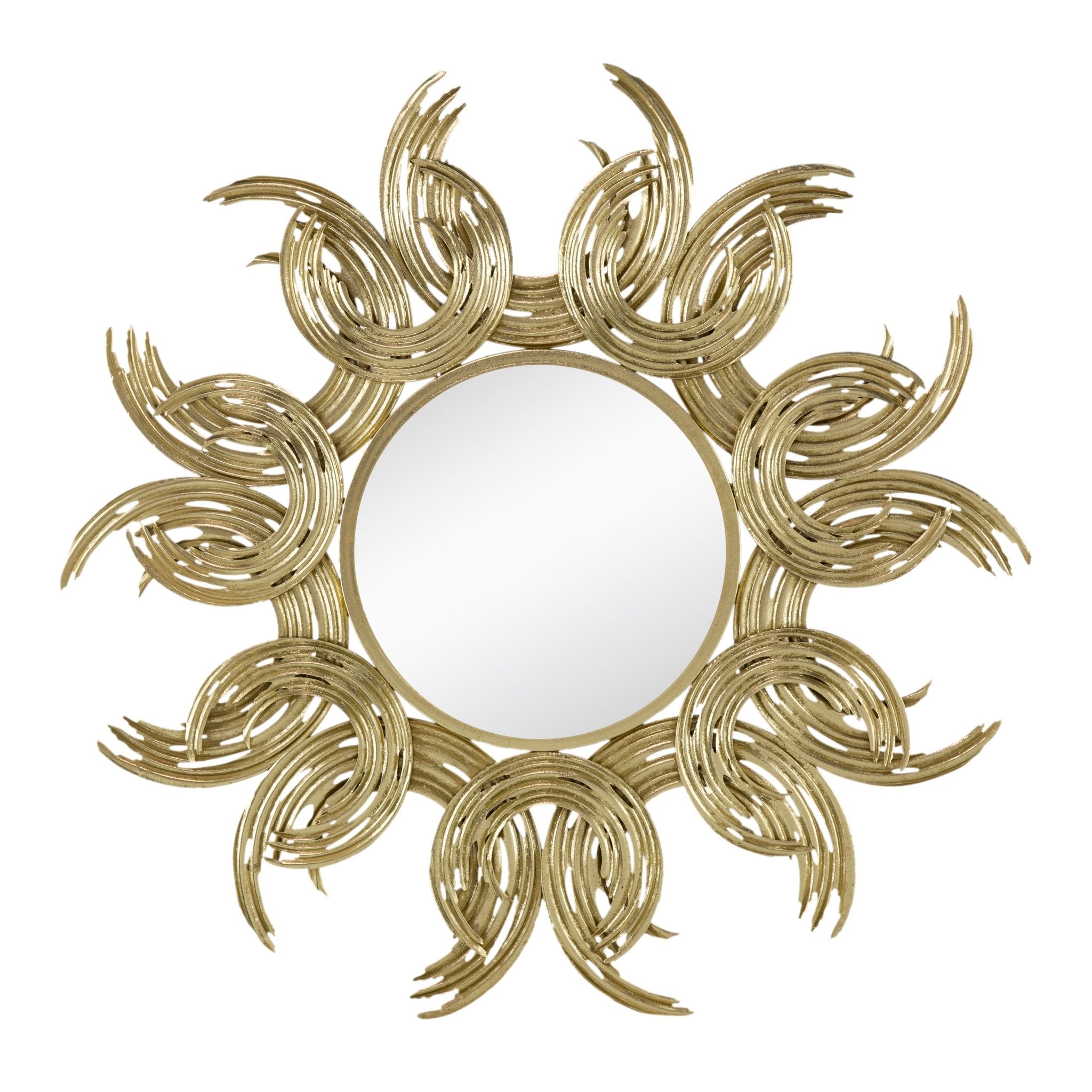 Wall Mirror with Sunburst Design and Metal Frame - Mirrors