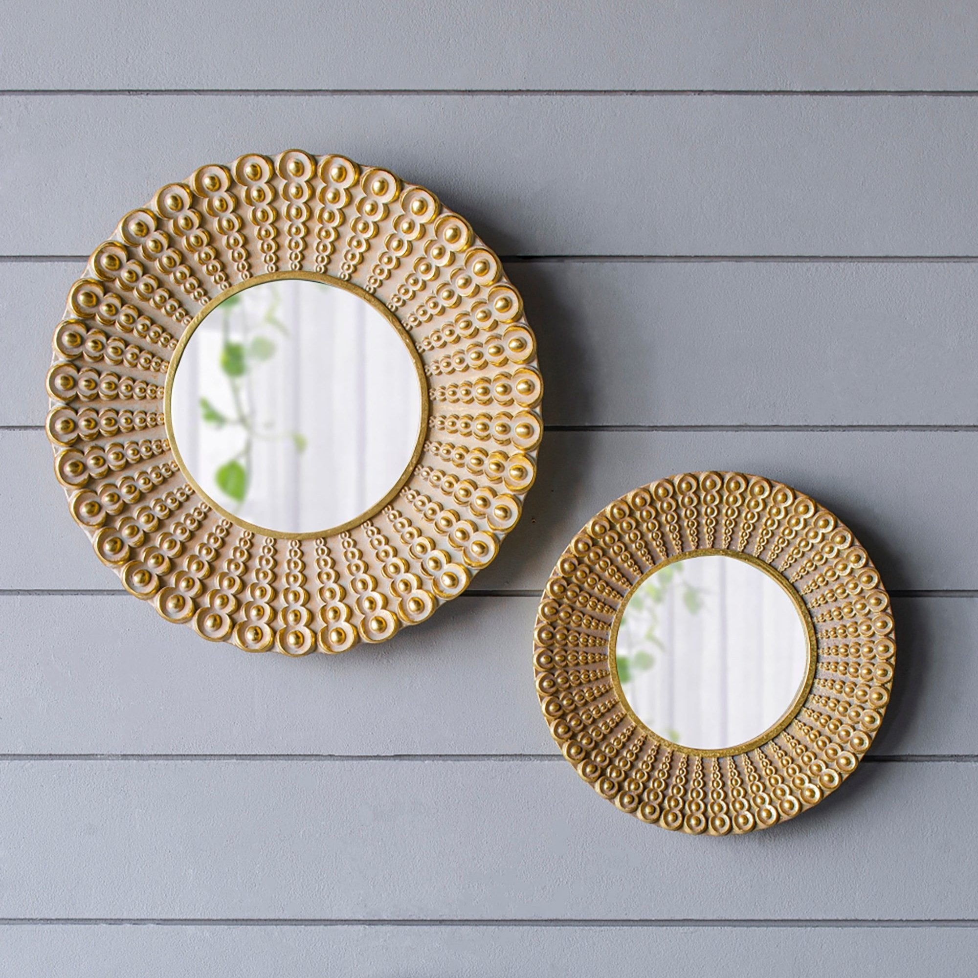 Whimsyes Round Mirror with Radiant Beaded Sunburst Design - Mirrors