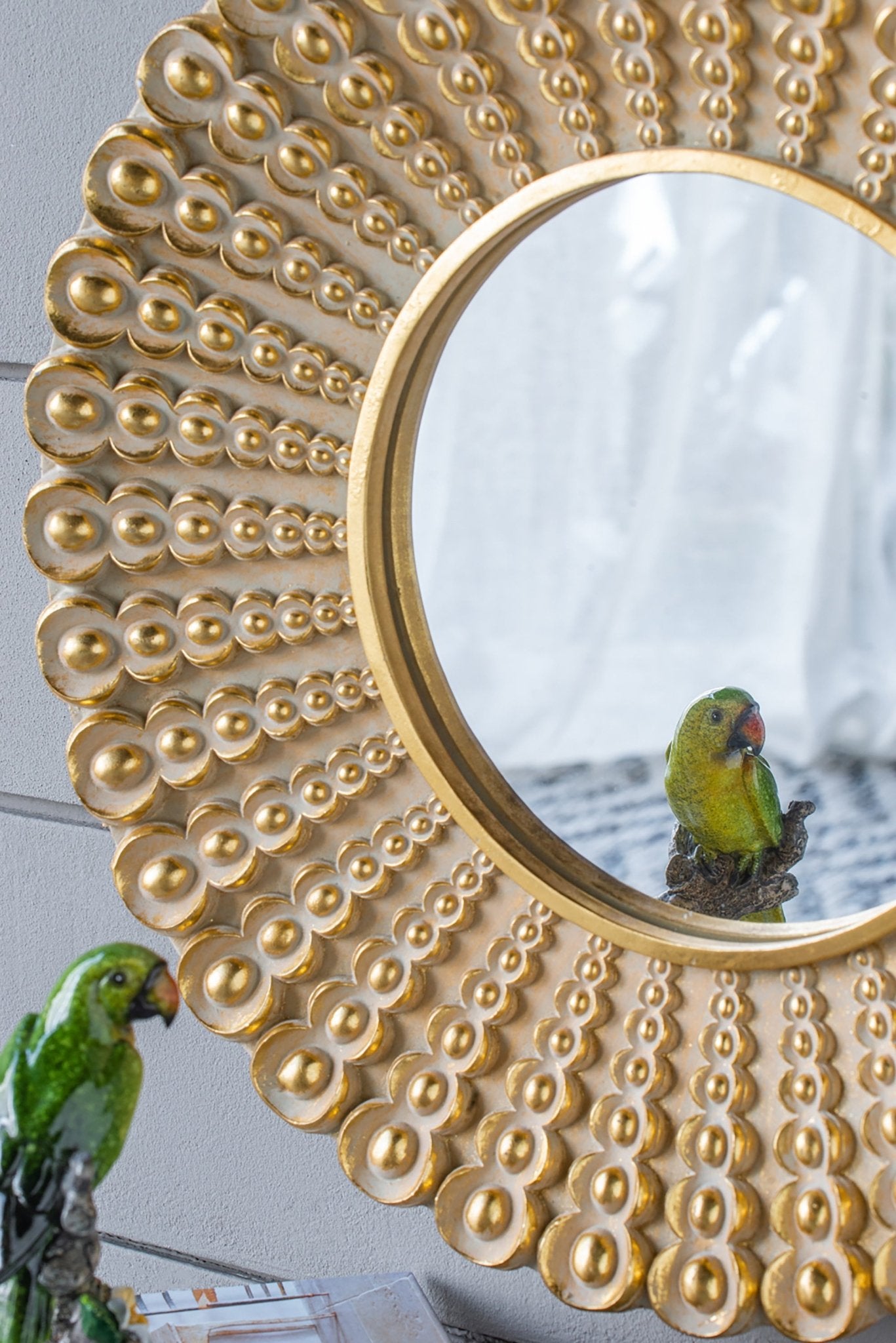Whimsyes Round Mirror with Radiant Beaded Sunburst Design - Mirrors