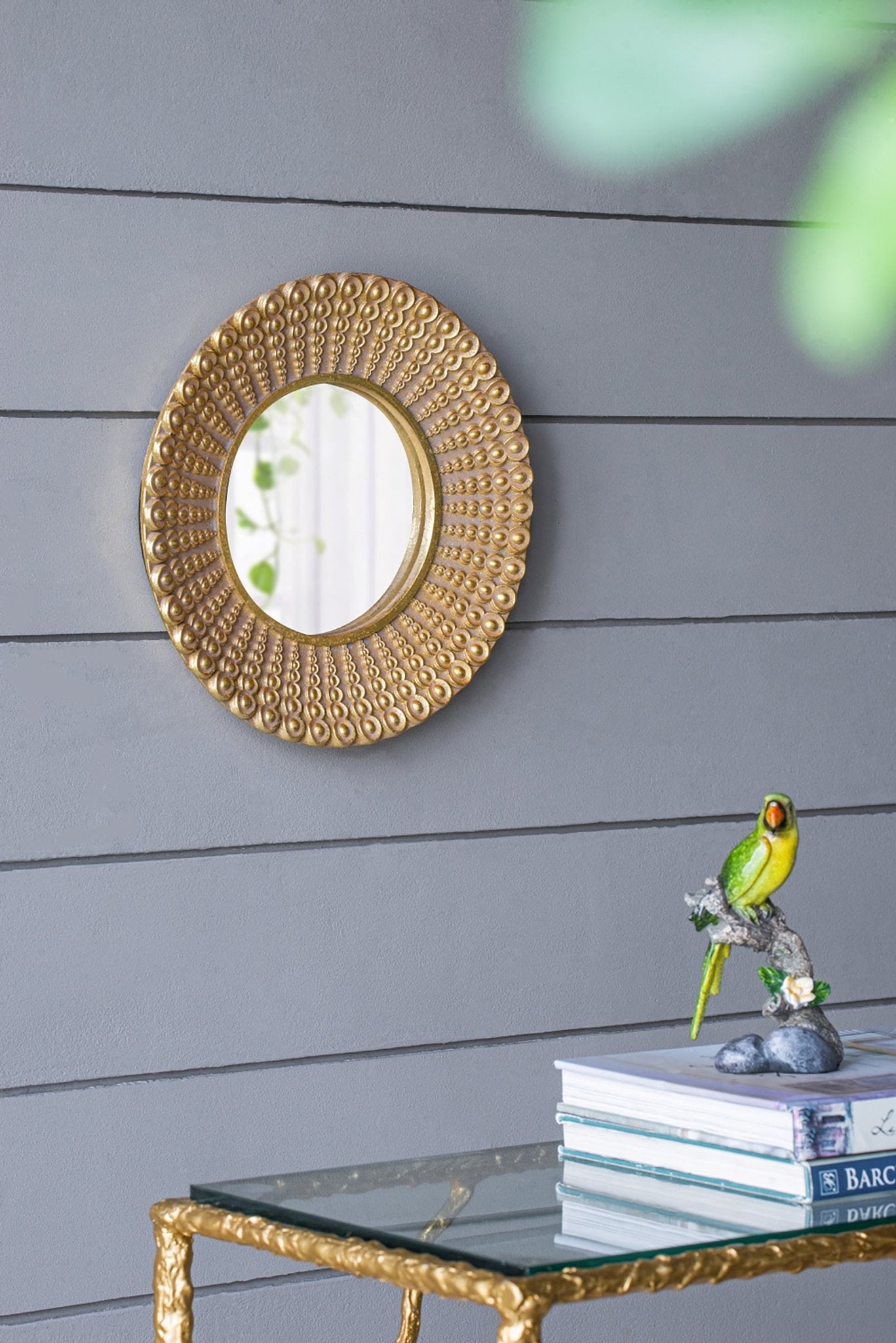 Whimsyes Round Mirror with Radiant Beaded Sunburst Design - Mirrors