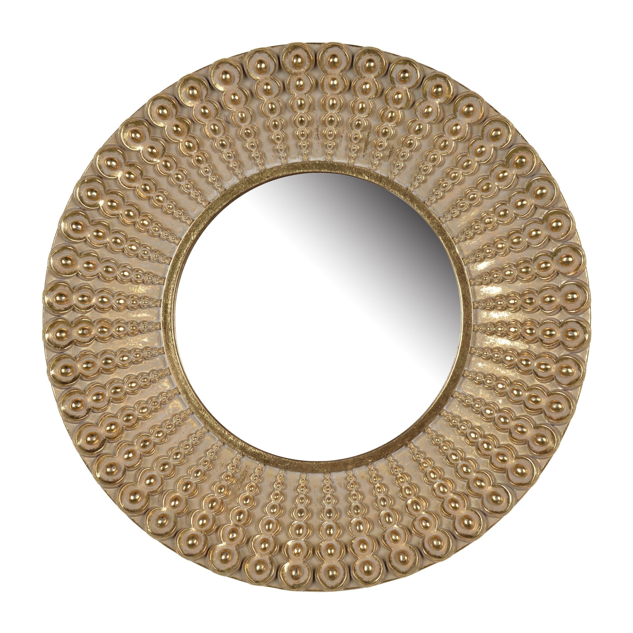 Whimsyes Round Mirror with Radiant Beaded Sunburst Design - Mirrors