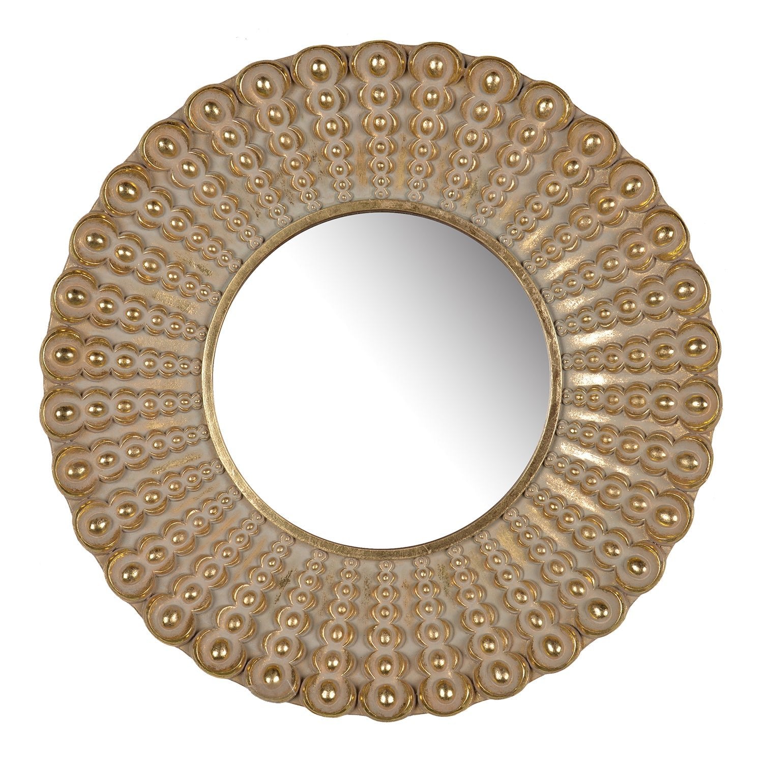 Whimsyes Round Mirror with Radiant Beaded Sunburst Design - Mirrors