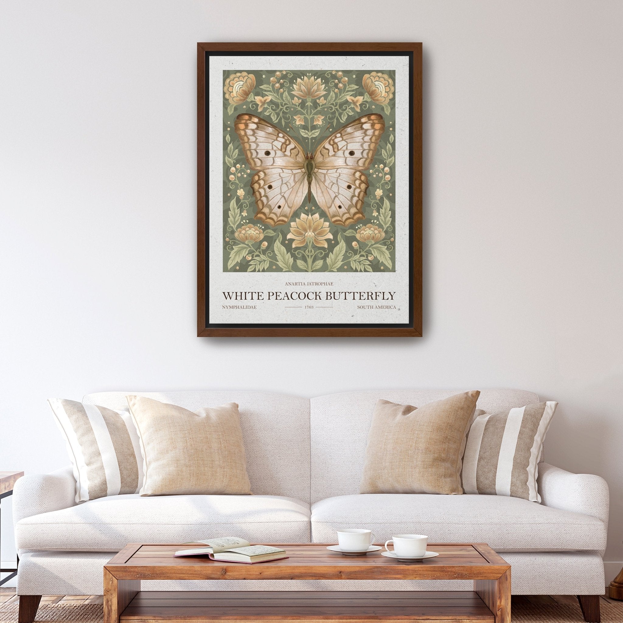White Peacock Butterfly Canvas Giclee - Canvas Wall Art