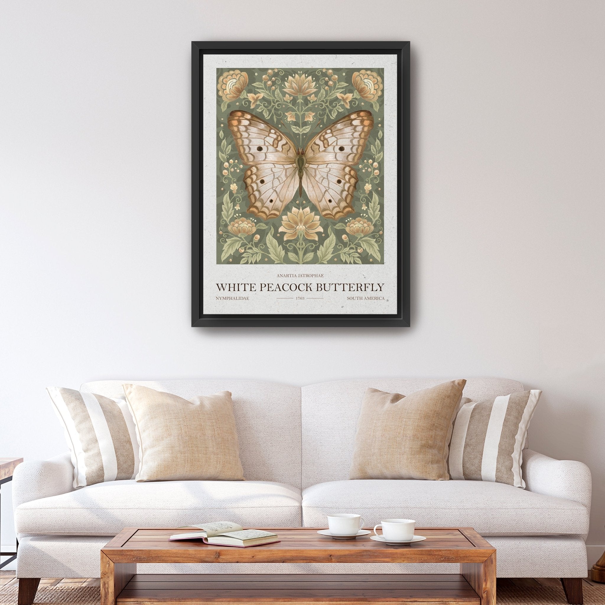 White Peacock Butterfly Canvas Giclee - Canvas Wall Art