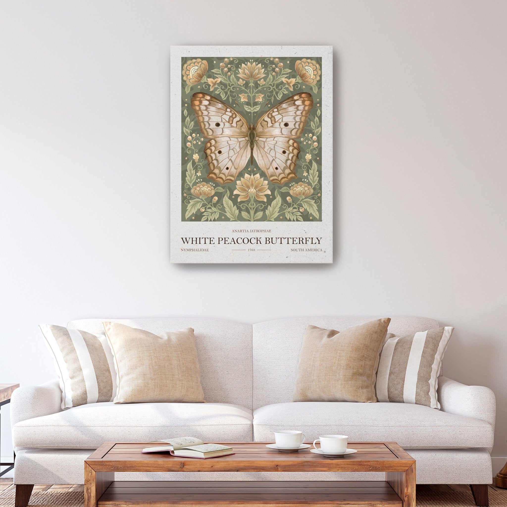 White Peacock Butterfly Canvas Giclee - Canvas Wall Art