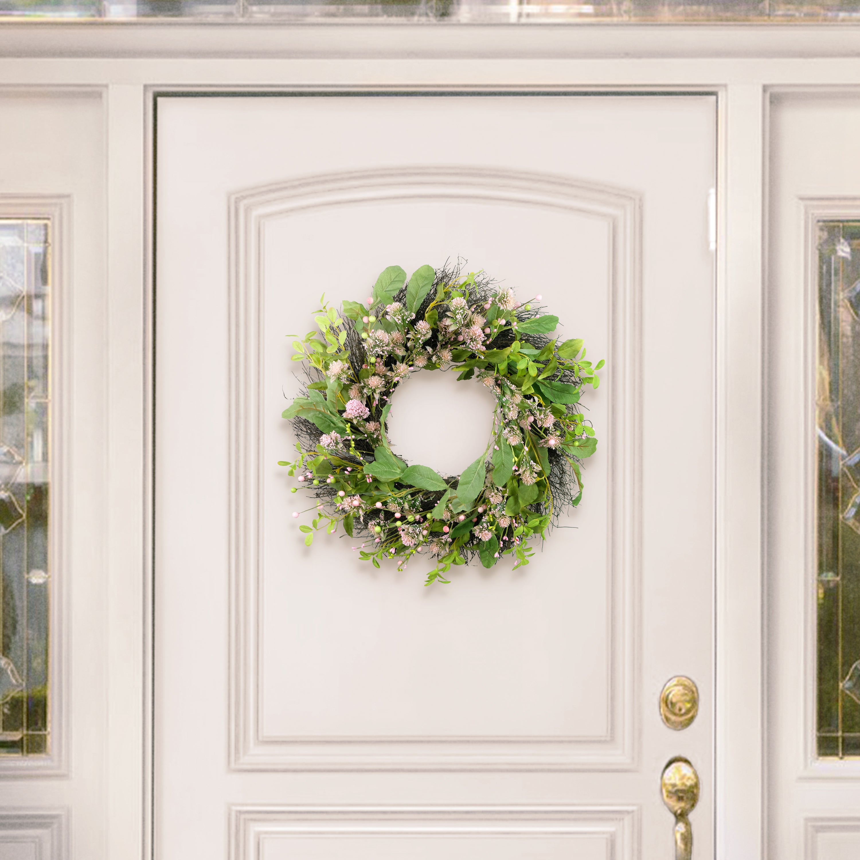 24" Artificial Echinops Floral Spring Wreath