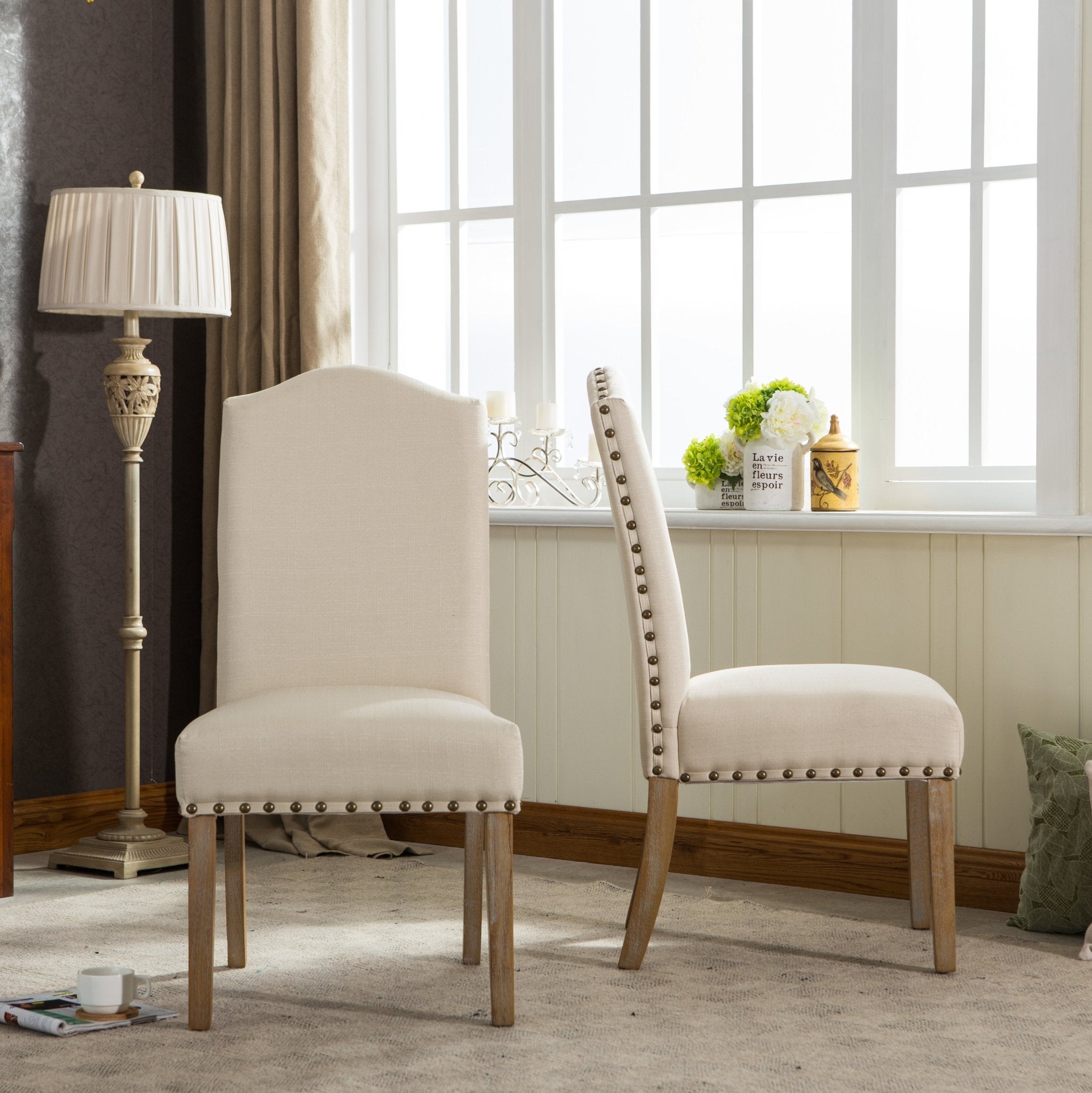 Wolen Upholstered Dining Chair with Nailhead Trim and High Back, Set of 2 - Dining Chairs